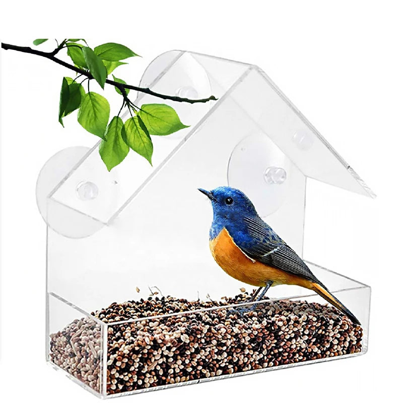 Bird Feeder Acrylic Transparent Window Bird Feeder with Camera Bird House Pet Feeder Suction Cup Installation House Type Feeder