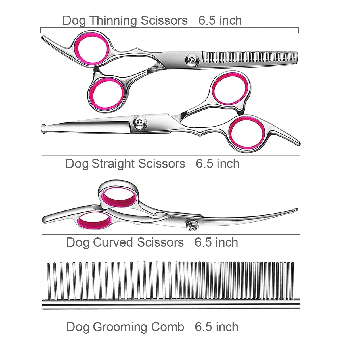 4pcs Dog Grooming Scissors with Safety Round Tip-Stainless Steel Set for Precise Trimming and Shaping Ideal for All Breeds