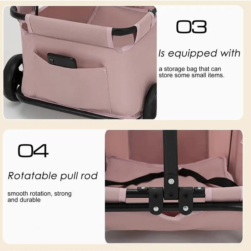 universal Dog Stroller for Small Dogs Rolling Cat Carrier Pet Carriage 4 Wheels Lightweight Folding Trolley Dog Cart for Travel