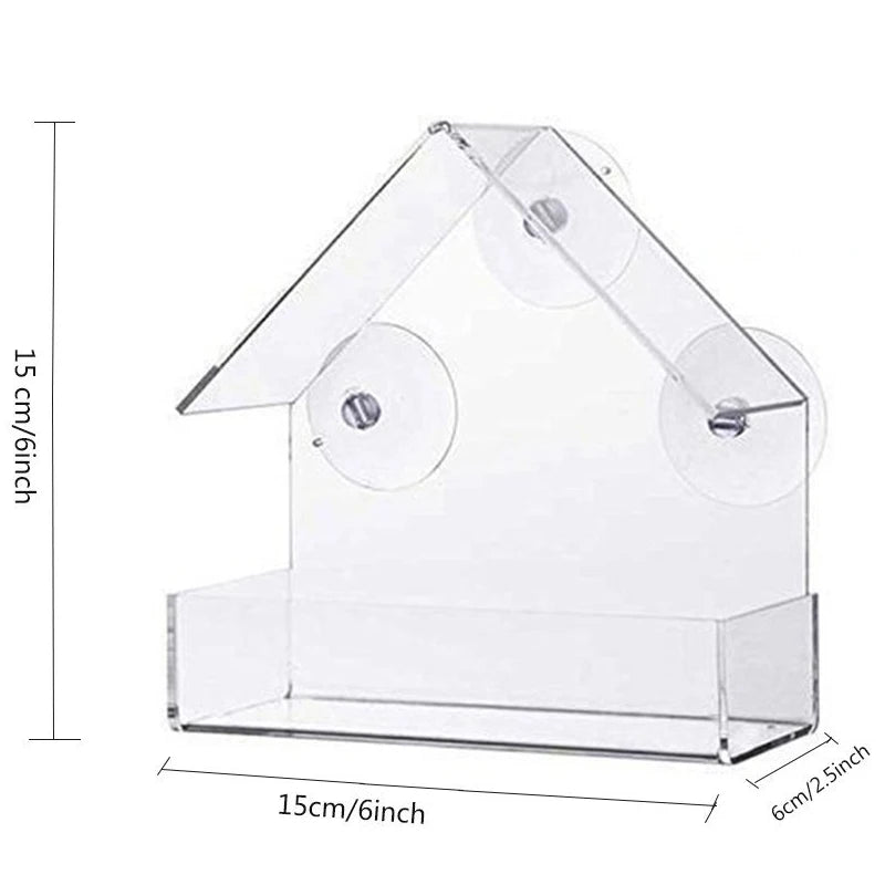 Bird Feeder Acrylic Transparent Window Bird Feeder with Camera Bird House Pet Feeder Suction Cup Installation House Type Feeder