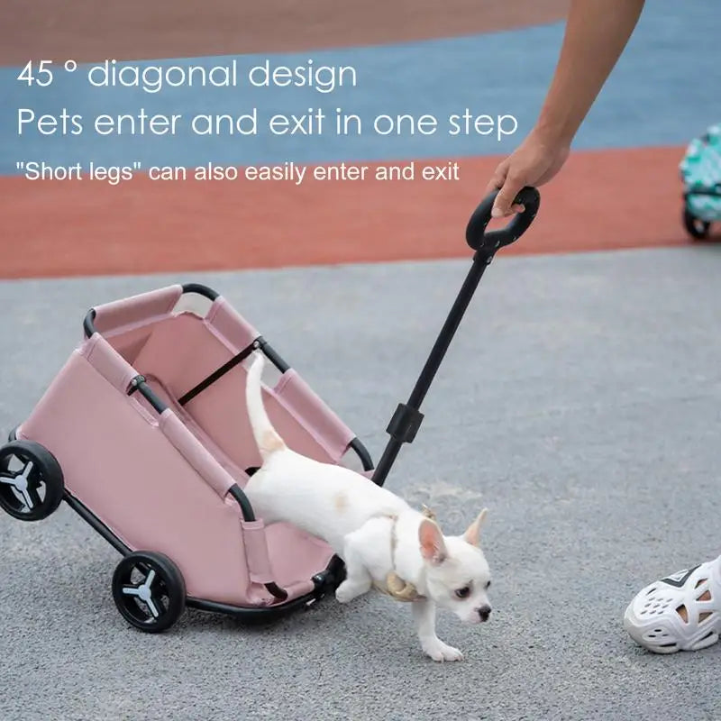 universal Dog Stroller for Small Dogs Rolling Cat Carrier Pet Carriage 4 Wheels Lightweight Folding Trolley Dog Cart for Travel