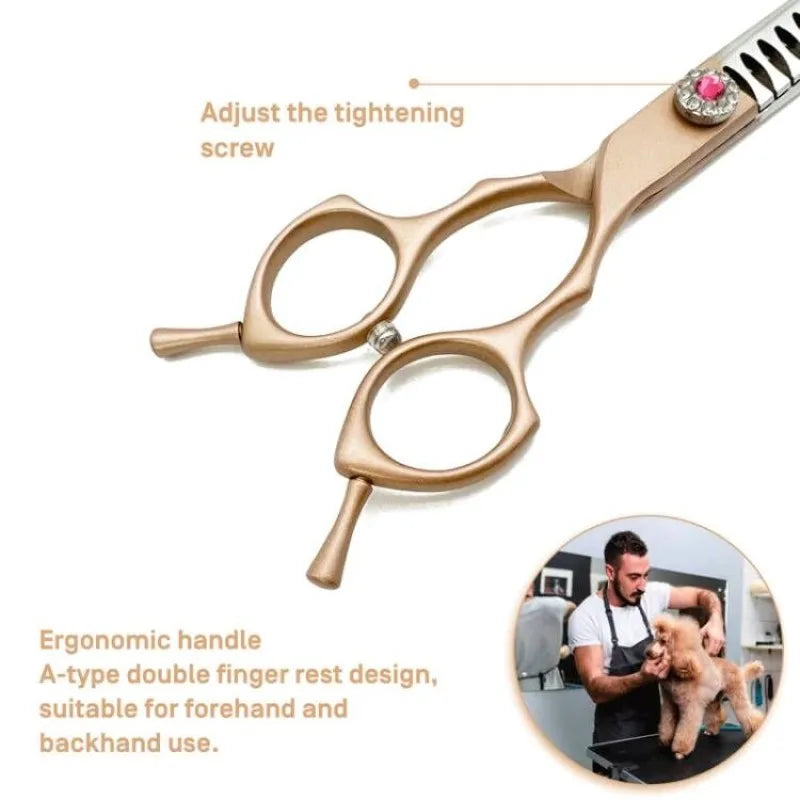 7inch Dog Curved Chunkers Shears Curved Thinning Shears Stainless Steel Dog Grooming Curved Scissors Special Designed For Pet