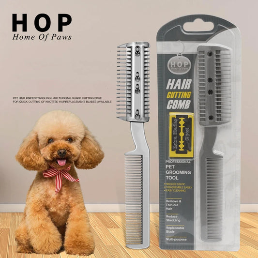 Pet Dog Hair Trimmer Comb Cutting Cut With 2 Blades Grooming Razor Thinning Dog Cat Combs Dog cat Hair Remover hair brush comb