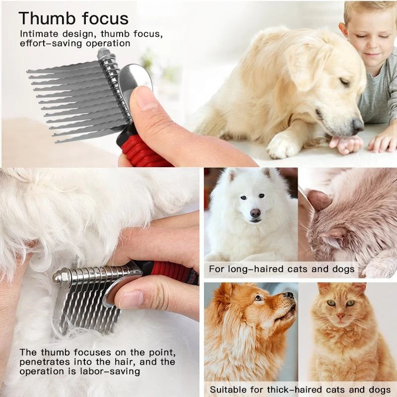 Pet Knot Comb Stainless Steel Needle Comb Cat and Dog Hair Removal Comb Pet Cleaning Beauty Massage Comb